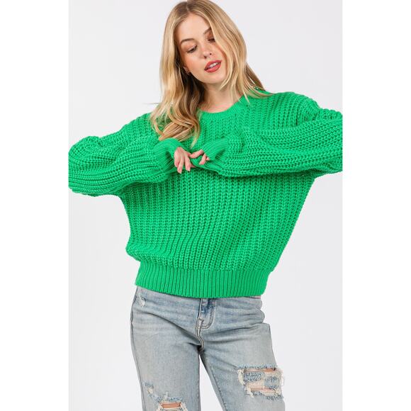 SAGE + FIG Green Round Neck Drop Shoulder Sweater Women's NEW Winter Gift - Picture 2 of 6